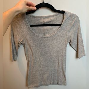 The Pima Micro-Rib Scoop-Neck Tee in Heather Gray (S)